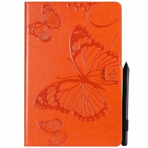 Saturcase Coque Pour Samsung Galaxy Tab S4 10.5, Papillon Pu Cuir Magnétique Flip Portefeuille Support Porte-Carte Protecteur Coque Housse Étui Pour Samsung Galaxy Tab S4 10.5 Sm-T830 T835 (Orange)