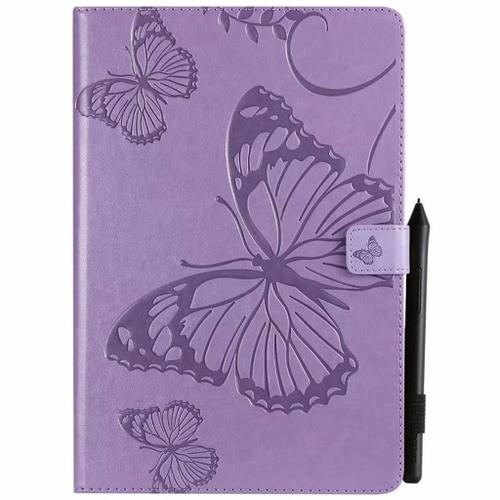 Saturcase Coque Pour Samsung Galaxy Tab S4 10.5, Papillon Pu Cuir Magnétique Flip Portefeuille Support Porte-Carte Protecteur Coque Housse Étui Pour Samsung Galaxy Tab S4 10.5 Sm-T830 T835 (Violet)