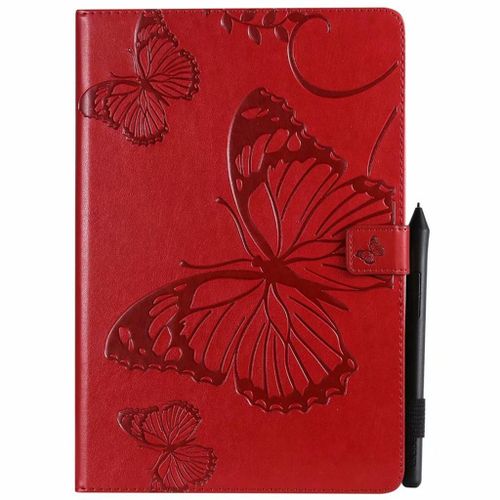 Saturcase Coque Pour Samsung Galaxy Tab S4 10.5, Papillon Pu Cuir Magnétique Flip Portefeuille Support Porte-Carte Protecteur Coque Housse Étui Pour Samsung Galaxy Tab S4 10.5 Sm-T830 T835 (Rouge)