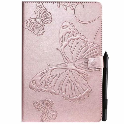 Saturcase Coque Pour Samsung Galaxy Tab S4 10.5, Papillon Pu Cuir Magnétique Flip Portefeuille Support Porte-Carte Protecteur Coque Housse Étui Pour Samsung Galaxy Tab S4 10.5 Sm-T830 T835 (Or Rose)
