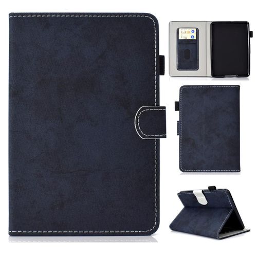 Amazon Kindle Paperwhite 4 2018 Housse, Saturcase Style Rétro Pu Cuir Magnétique Flip Portefeuille Support Porte-Carte Protecteur Coque Housse Étui Pour Amazon Kindle Paperwhite 4 2018 (Bleu Foncé)