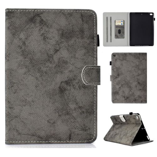 Apple Ipad 9.7 2017/2018 Housse, Saturcase Style Rétro Pu Cuir Magnétique Flip Portefeuille Support Porte-Carte Protecteur Coque Housse Étui Pour Apple Ipad 9.7 2017/2018 (Gris)