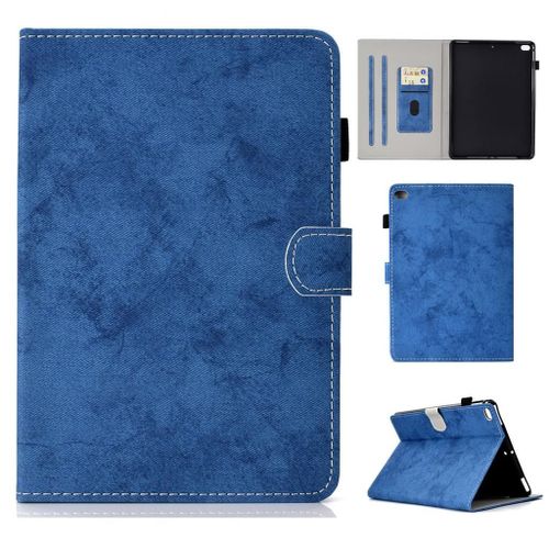 Apple Ipad Air / Air 2 Housse, Saturcase Style Rétro Pu Cuir Magnétique Flip Portefeuille Support Porte-Carte Protecteur Coque Housse Étui Pour Apple Ipad Air / Air 2 (Bleu)