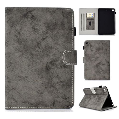 Apple Ipad Mini 4 Housse, Saturcase Style Rétro Pu Cuir Magnétique Flip Portefeuille Support Porte-Carte Protecteur Coque Housse Étui Pour Apple Ipad Mini 4 (Gris)