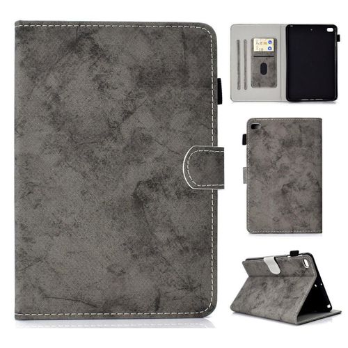 Apple Ipad Mini 5 Housse, Saturcase Style Rétro Pu Cuir Magnétique Flip Portefeuille Support Porte-Carte Protecteur Coque Housse Étui Pour Apple Ipad Mini 5 (Gris)