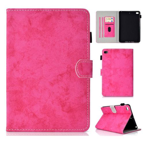 Apple Ipad Mini 5 Housse, Saturcase Style Rétro Pu Cuir Magnétique Flip Portefeuille Support Porte-Carte Protecteur Coque Housse Étui Pour Apple Ipad Mini 5 (Rose)