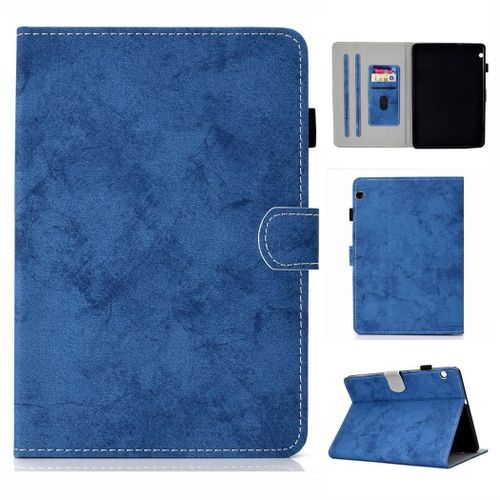 Huawei Mediapad T3 10 Housse, Saturcase Style Rétro Pu Cuir Magnétique Flip Portefeuille Support Porte-Carte Protecteur Coque Housse Étui Pour Huawei Mediapad T3 10 9.6" (Bleu)