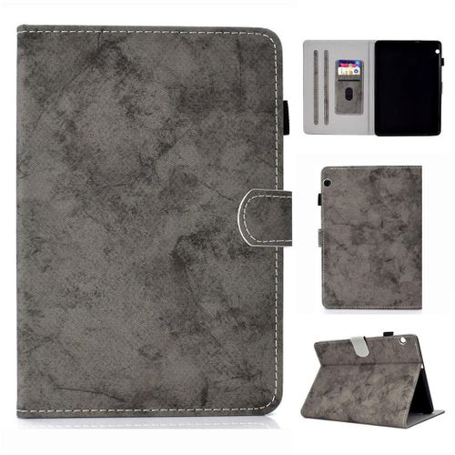 Huawei Mediapad T3 10 Housse, Saturcase Style Rétro Pu Cuir Magnétique Flip Portefeuille Support Porte-Carte Protecteur Coque Housse Étui Pour Huawei Mediapad T3 10 9.6" (Gris)