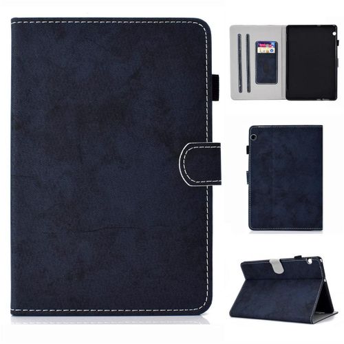 Huawei Mediapad T5 10.1 Housse, Saturcase Style Rétro Pu Cuir Magnétique Flip Portefeuille Support Porte-Carte Protecteur Coque Housse Étui Pour Huawei Mediapad T5 10.1" (Bleu Foncé)