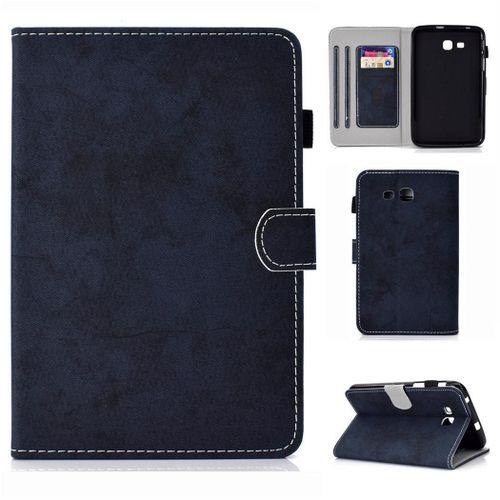 Samsung Galaxy Tab 3 Lite 7.0 Housse, Saturcase Style Rétro Pu Cuir Magnétique Flip Portefeuille Support Porte-Carte Coque Housse Étui Pour Samsung Galaxy Tab 3 Lite 7.0 Sm-T110 (Bleu Foncé)