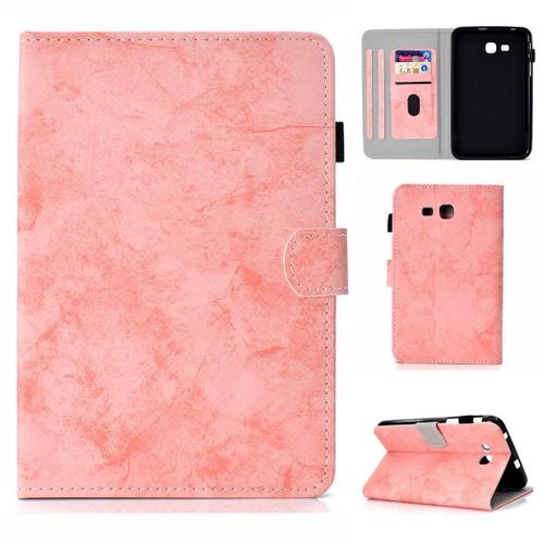 Samsung Galaxy Tab 3 Lite 7.0 Housse, Saturcase Style Rétro Pu Cuir Magnétique Flip Portefeuille Support Porte-Carte Protecteur Coque Housse Étui Pour Samsung Galaxy Tab 3 Lite 7.0 Sm-T110 (Pink)