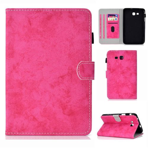 Samsung Galaxy Tab 3 Lite 7.0 Housse, Saturcase Style Rétro Pu Cuir Magnétique Flip Portefeuille Support Porte-Carte Protecteur Coque Housse Étui Pour Samsung Galaxy Tab 3 Lite 7.0 Sm-T110 (Rose)