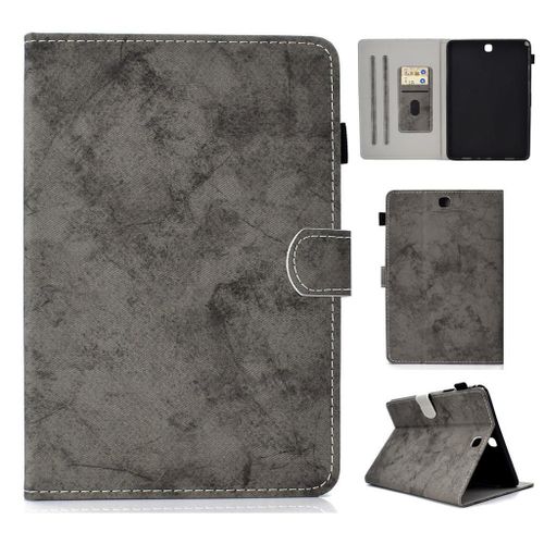 Galaxy Tab A 9.7 Housse, Saturcase Style Rétro Pu Cuir Magnétique Flip Portefeuille Support Porte-Carte Protecteur Coque Housse Étui Pour Samsung Galaxy Tab A 9.7 Sm-T550 T555 (Gris)