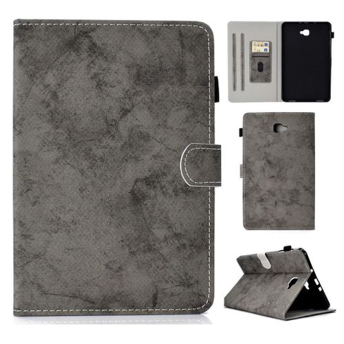 Galaxy Tab A 10.1 (2016) Housse, Saturcase Style Rétro Pu Cuir Magnétique Flip Portefeuille Support Porte-Carte Protecteur Coque Housse Étui Pour Samsung Galaxy Tab A 10.1 (2016) Sm-T580 T585 (Gris)