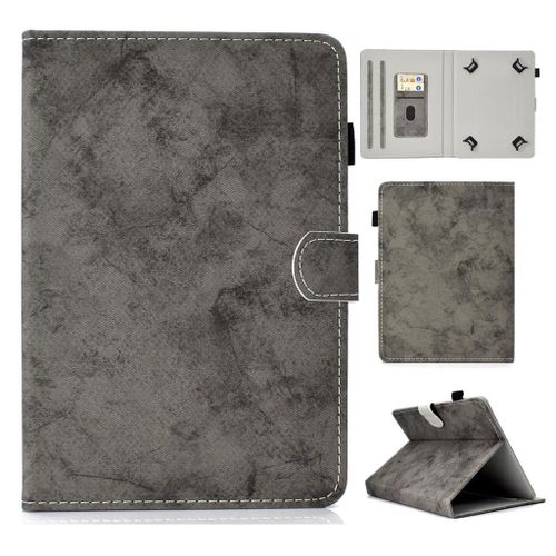 Universel Étui Pour 9.6"-11" Tablette, Saturcase Style Rétro Pu Cuir Magnétique Flip Portefeuille Support Porte-Carte Protecteur Coque Housse Étui Pour 9.6"-11" Tablet (Gris)