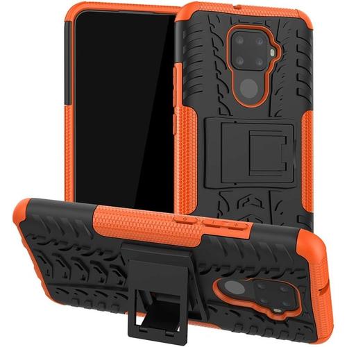 Coque Huawei Nova 5i Pro, Double Couche 2 En 1 Hybride Couverture Blindée Robuste Defender Cover Avec Support Etui De Protection De Résistance Aux Chocs Pour Huawei Nova 5i Pro - Orange