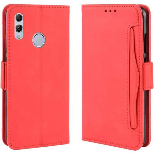 Étui P Smart 2019 , Pu Cuir Tpu Coque Intérieure Boucle Magnétique Étui À Rabat Fonction Support Fente Carte Intégrée Bo Tier Supplémentaire Fente Carte Pour Huawei P Smart 2019 - Rouge