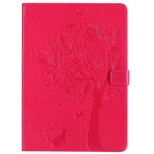 Saturcase Coque Pour Apple Ipad Pro 10.5 2017, Arbre À Chat Gaufrage Pu Cuir Magnétique Flip Portefeuille Support Porte-Carte Protecteur Coque Housse Étui Pour Apple Ipad Pro 10.5 2017 (Rouge)