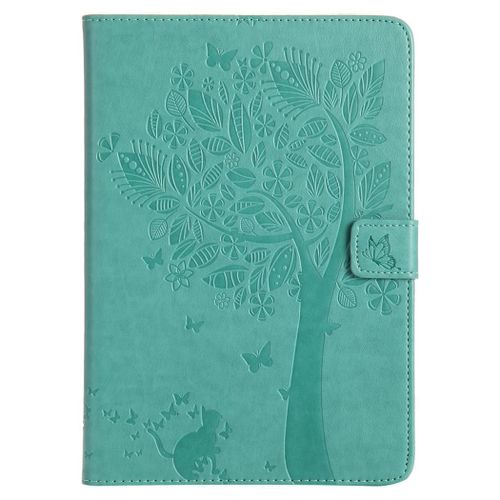Saturcase Coque Pour Apple Ipad Mini / Mini 2 / Mini 3, Arbre À Chat Pu Cuir Magnétique Flip Portefeuille Support Porte-Carte Protecteur Coque Housse Étui Pour Apple Ipad Mini / Mini 2 / Mini 3 (Vert)