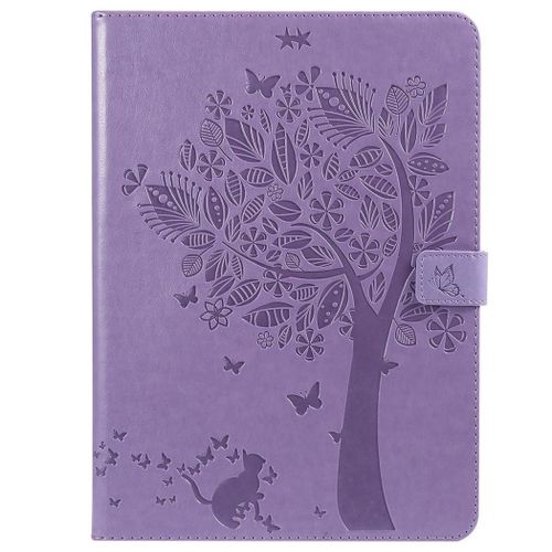 Saturcase Coque Pour Apple Ipad Pro 11 (2018), Arbre À Chat Gaufrage Pu Cuir Magnétique Flip Portefeuille Support Porte-Carte Protecteur Coque Housse Étui Pour Apple Ipad Pro 11 (2018) (Violet)