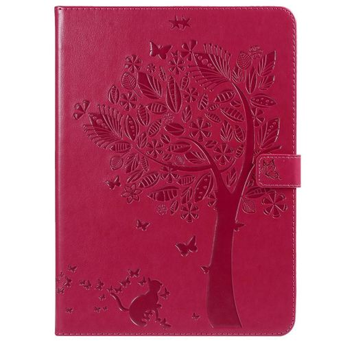 Saturcase Coque Pour Apple Ipad Pro 11 (2018), Arbre À Chat Gaufrage Pu Cuir Magnétique Flip Portefeuille Support Porte-Carte Protecteur Coque Housse Étui Pour Apple Ipad Pro 11 (2018) (Rouge)