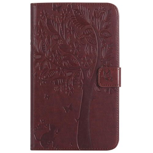 Saturcase Coque Pour Samsung Galaxy Tab A 7.0, Arbre À Chat Pu Cuir Magnétique Flip Portefeuille Support Porte-Carte Protecteur Coque Housse Étui Pour Samsung Galaxy Tab A 7.0 Sm-T280 T285 (Marron)