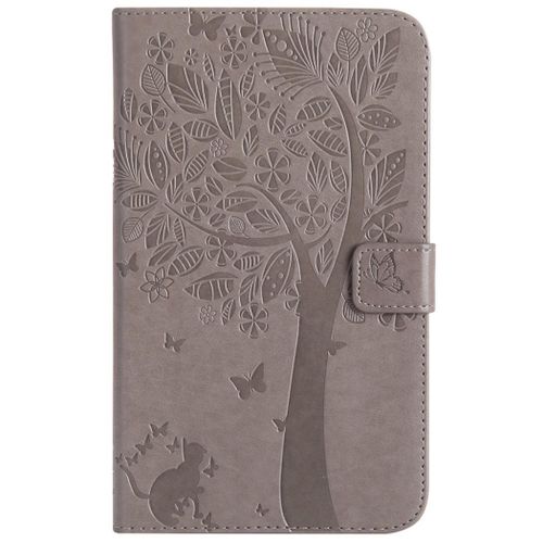 Saturcase Coque Pour Samsung Galaxy Tab A 7.0, Arbre À Chat Pu Cuir Magnétique Flip Portefeuille Support Porte-Carte Protecteur Coque Housse Étui Pour Samsung Galaxy Tab A 7.0 Sm-T280 T285 (Gris)