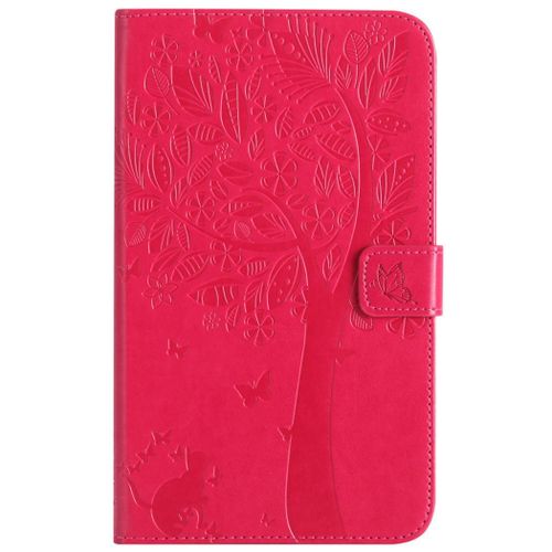 Saturcase Coque Pour Samsung Galaxy Tab A 7.0, Arbre À Chat Pu Cuir Magnétique Flip Portefeuille Support Porte-Carte Protecteur Coque Housse Étui Pour Samsung Galaxy Tab A 7.0 Sm-T280 T285 (Rouge)