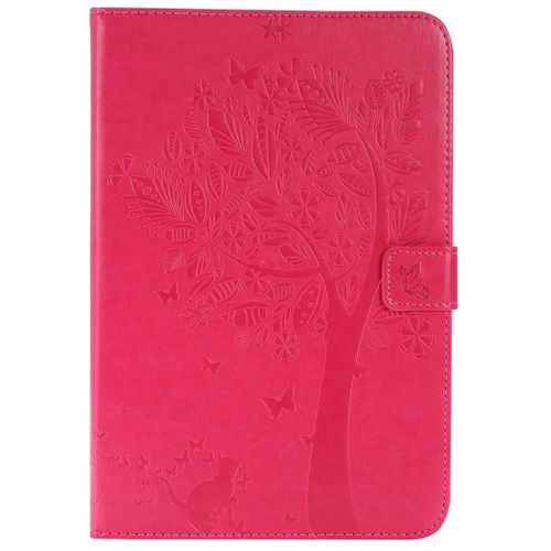 Saturcase Coque Pour Samsung Galaxy Tab A 8.0, Arbre À Chat Gaufrage Pu Cuir Magnétique Flip Portefeuille Support Porte-Carte Protecteur Coque Housse Étui Pour Samsung Galaxy Tab A 8.0 Sm-T350 (Rouge)