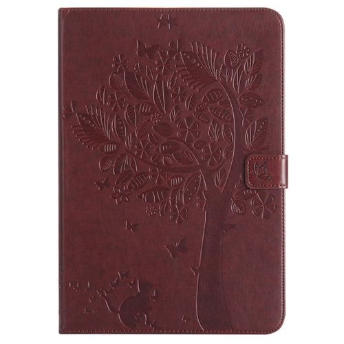 Saturcase Coque Pour Samsung Galaxy Tab A 9.7, Arbre À Chat Pu Cuir Magnétique Flip Portefeuille Support Porte-Carte Protecteur Coque Housse Étui Pour Samsung Galaxy Tab A 9.7 Sm-T550 T555 (Marron)