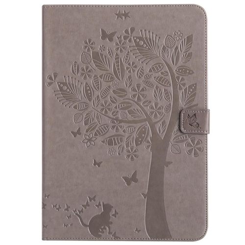 Saturcase Coque Pour Samsung Galaxy Tab A 9.7, Arbre À Chat Pu Cuir Magnétique Flip Portefeuille Support Porte-Carte Protecteur Coque Housse Étui Pour Samsung Galaxy Tab A 9.7 Sm-T550 T555 (Gris)