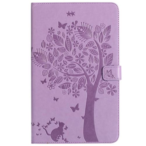 Saturcase Coque Pour Samsung Galaxy Tab A 10.1 (2016), Arbre À Chat Pu Cuir Magnétique Portefeuille Support Porte-Carte Coque Housse Étui Pour Samsung Galaxy Tab A 10.1 (2016) Sm-T580 T585 (Violet)