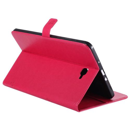 Saturcase Coque Pour Samsung Galaxy Tab A 10.1 (2016), Arbre À Chat Pu Cuir Magnétique Portefeuille Support Porte-Carte Coque Housse Étui Pour Samsung Galaxy Tab A 10.1 (2016) Sm-T580 T585 (Rouge)