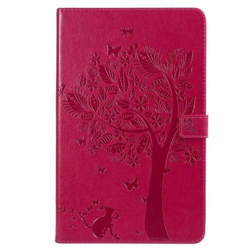 Saturcase Coque Pour Samsung Galaxy Tab A 10.5 (2018), Arbre À Chat Pu Cuir Magnétique Portefeuille Support Porte-Carte Coque Housse Étui Pour Samsung Galaxy Tab A 10.5 (2018) Sm-T590 T595 (Rouge)