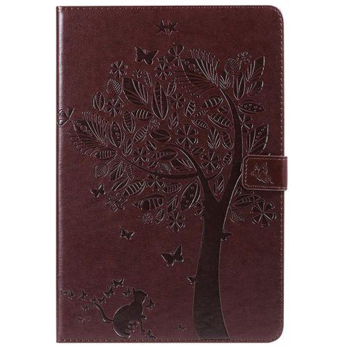 Saturcase Coque Pour Samsung Galaxy Tab S4 10.5, Arbre À Chat Pu Cuir Magnétique Flip Portefeuille Support Porte-Carte Coque Housse Étui Pour Samsung Galaxy Tab S4 10.5 Sm-T830 T835 (Marron)