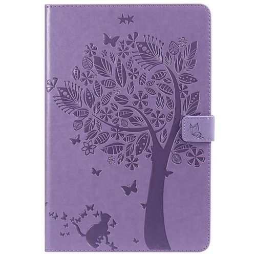 Saturcase Coque Pour Samsung Galaxy Tab S4 10.5, Arbre À Chat Pu Cuir Magnétique Flip Portefeuille Support Porte-Carte Coque Housse Étui Pour Samsung Galaxy Tab S4 10.5 Sm-T830 T835 (Violet)