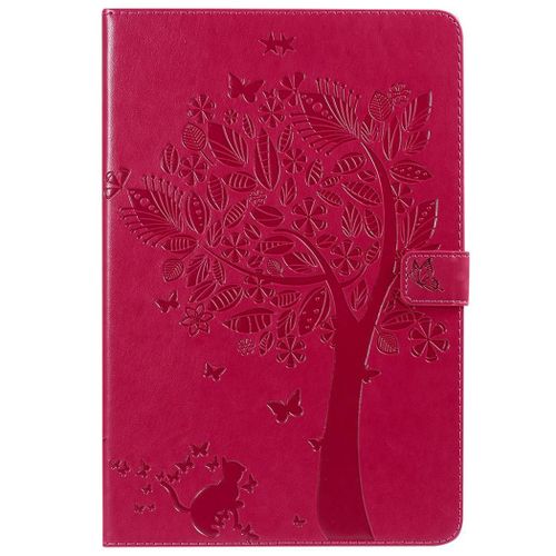 Saturcase Coque Pour Samsung Galaxy Tab S4 10.5, Arbre À Chat Pu Cuir Magnétique Flip Portefeuille Support Porte-Carte Protecteur Coque Housse Étui Pour Samsung Galaxy Tab S4 10.5 Sm-T830 T835 (Rouge)