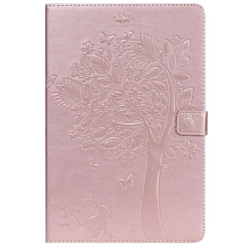 Saturcase Coque Pour Samsung Galaxy Tab S4 10.5, Arbre À Chat Pu Cuir Magnétique Flip Portefeuille Support Porte-Carte Coque Housse Étui Pour Samsung Galaxy Tab S4 10.5 Sm-T830 T835 (Or Rose)