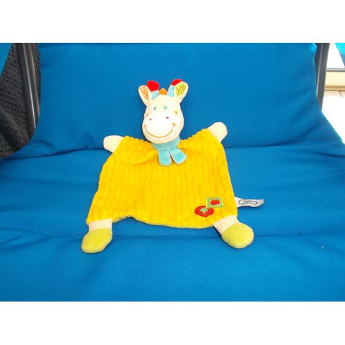 Doudou Plat Girafe/Vache Jaune Mots D'enfants