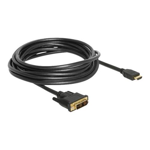 Delock - Câble adaptateur - DVI-D mâle pour HDMI mâle - 5 m - triple blindage - noir