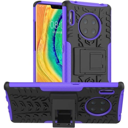 Coque Huawei Mate 30 Pro, Double Couche 2 En 1 Hybride Couverture Blindée Robuste Defender Cover Avec Support Etui De Protection De Résistance Aux Chocs Pour Huawei Mate 30 Pro - Violet