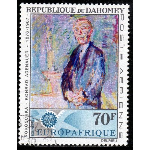 Timbre De Poste Aérienne Du Dahomey (Mort Du Chancelier Konrad Adenauer)