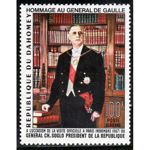 Timbre De Poste Aérienne Du Dahomey (Hommage Au Général De Gaulle)