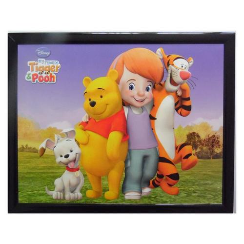 Tableau Winnie L'ourson, Buster, Tigrou Fille 20 X 25 Cm Disney Cadre Rect