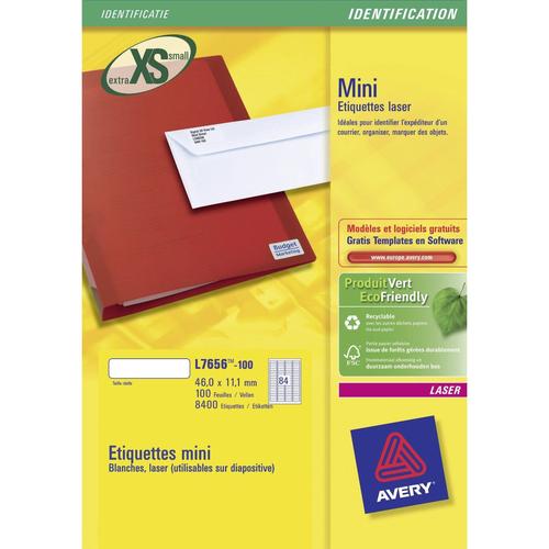 Avery Zweckform Lot De 3 Boites De 8400 Mini Étiquettes Blanches 46x11.1mm (Boite De 100) L7656-100