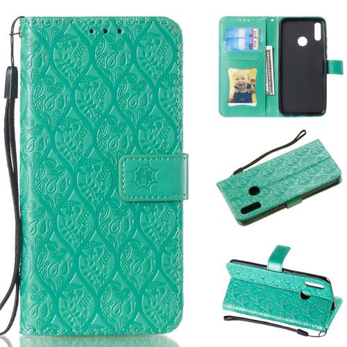 Huawei P Smart (2019) Coque, Saturcase La Vigne Pu Cuir Magnétique Flip Portefeuille Support Porte-Carte Protecteur Coque Housse Étui Avec Dragonne Pour Huawei P Smart (2019) (Vert)