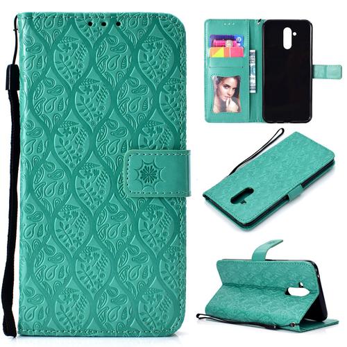 Huawei Mate 20 Lite Coque, Saturcase La Vigne Gaufrage Pu Cuir Magnétique Flip Portefeuille Support Porte-Carte Protecteur Coque Housse Étui Avec Dragonne Pour Huawei Mate 20 Lite (Vert)