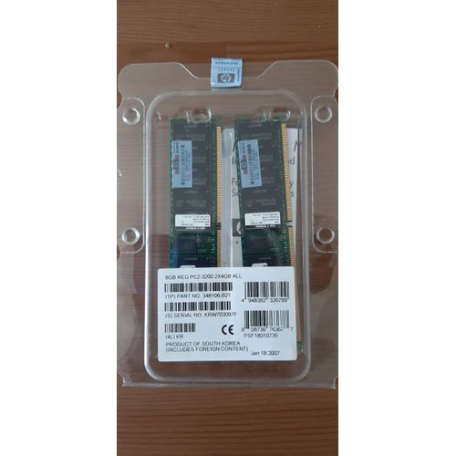 MemorySolutioN - DDR2 - 8GB : 2 x 4GB - DIMM 240-PIN - 400 MHz / PC2-3200 - registriert - ECC (348106-B21)