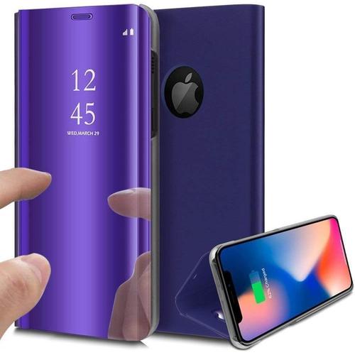 Coque Compatible Iphone 6 Plus/Iphone 6s Plus Coque Etui Flip Pu Cuir Mirror Plastique Housse 360 °De Protection Fonction Stand Shock Absorption Pour Iphone 6 Plus/Iphone 6s Plus Violet