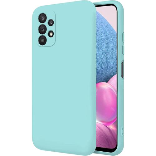 Coque Pour Samsung Galaxy A32 5g 6.5"" Étui Rigide Turquoise Silicone Liquide Premium Doux Doublure Intérieure En Microfibre Protège L'appareil Photo Antidérapant Résistant Saleté Rayures